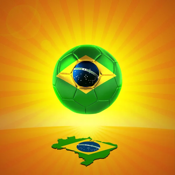 テキストや画像のコピー スペースでブラジル国旗とサッカー ボール — ストック写真