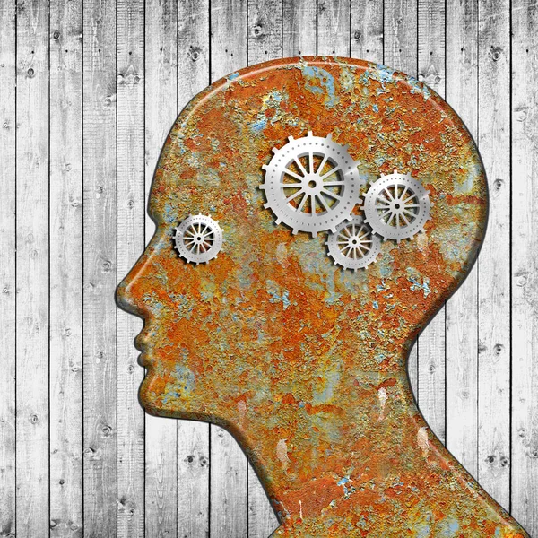 human head with  gears, abstract background - 3D illustration