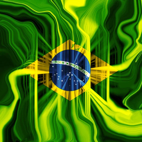 Bandera Brasil Fondo Abstracto Ilustración —  Fotos de Stock