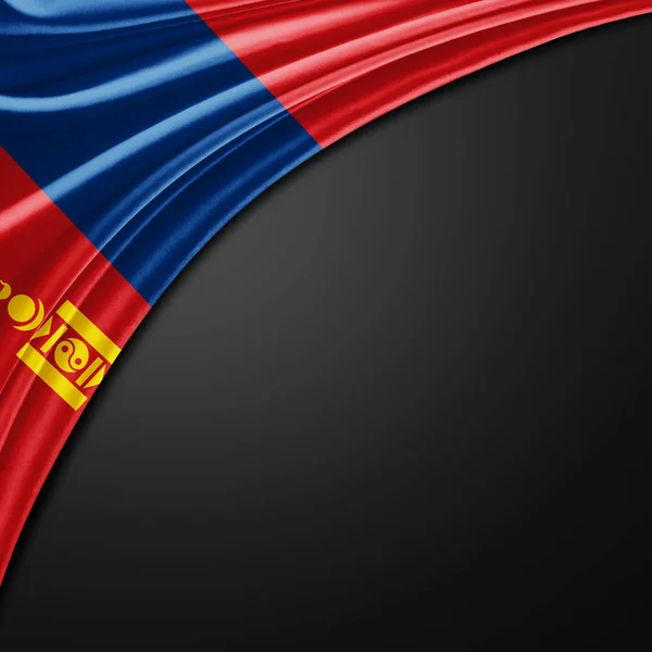 Bandiera Della Mongolia Con Spazio Copia Del Testo Illustrazione — Foto Stock