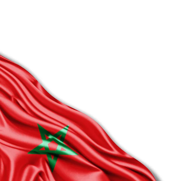 Σημαία Του Μαρόκου Αντίγραφο Χώρο Για Κείμενο Λευκό Φόντο Απεικόνιση — Φωτογραφία Αρχείου