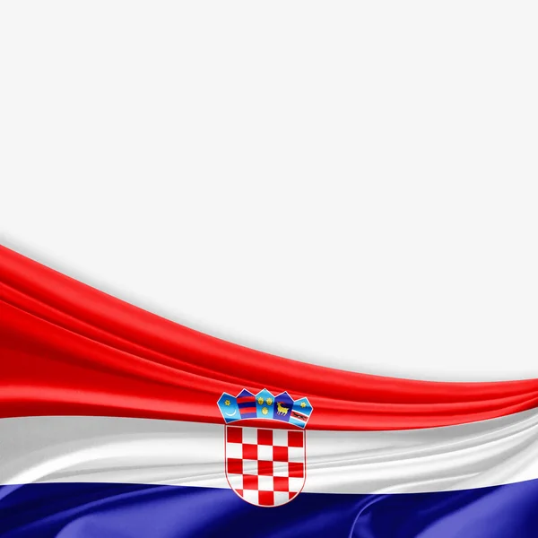 Kroatiens Flagga Med Kopia Utrymme För Din Text Vit Bakgrund — Stockfoto