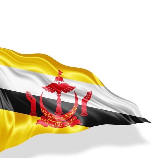 Vlag Van Brunei Met Kopie Ruimte Voor Tekst Witte Achtergrond — Stockfoto