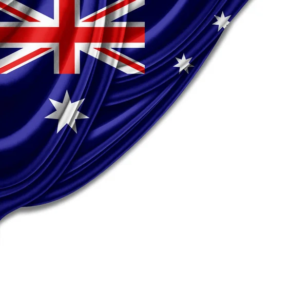 Vlag Van Australië Met Kopie Ruimte Voor Tekst Witte Achtergrond — Stockfoto