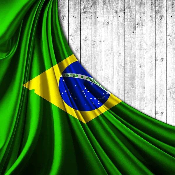 Brasilien Flagga Siden Med Copyspace För Din Text Eller Bilder — Stockfoto