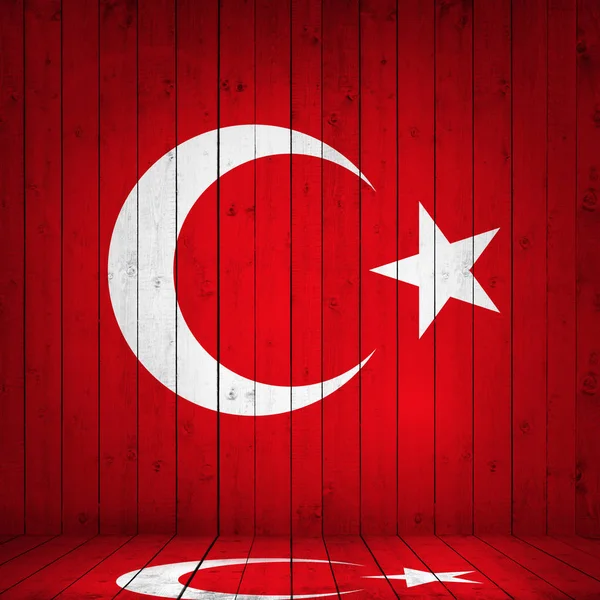 Ahşap Arka Plan Resimde Türkiye Bayrağı — Stok fotoğraf