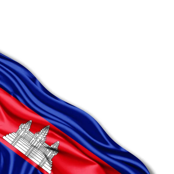 Σημαία Της Καμπότζης Αντίγραφο Χώρο Για Κείμενο Λευκό Φόντο Απεικόνιση — Φωτογραφία Αρχείου