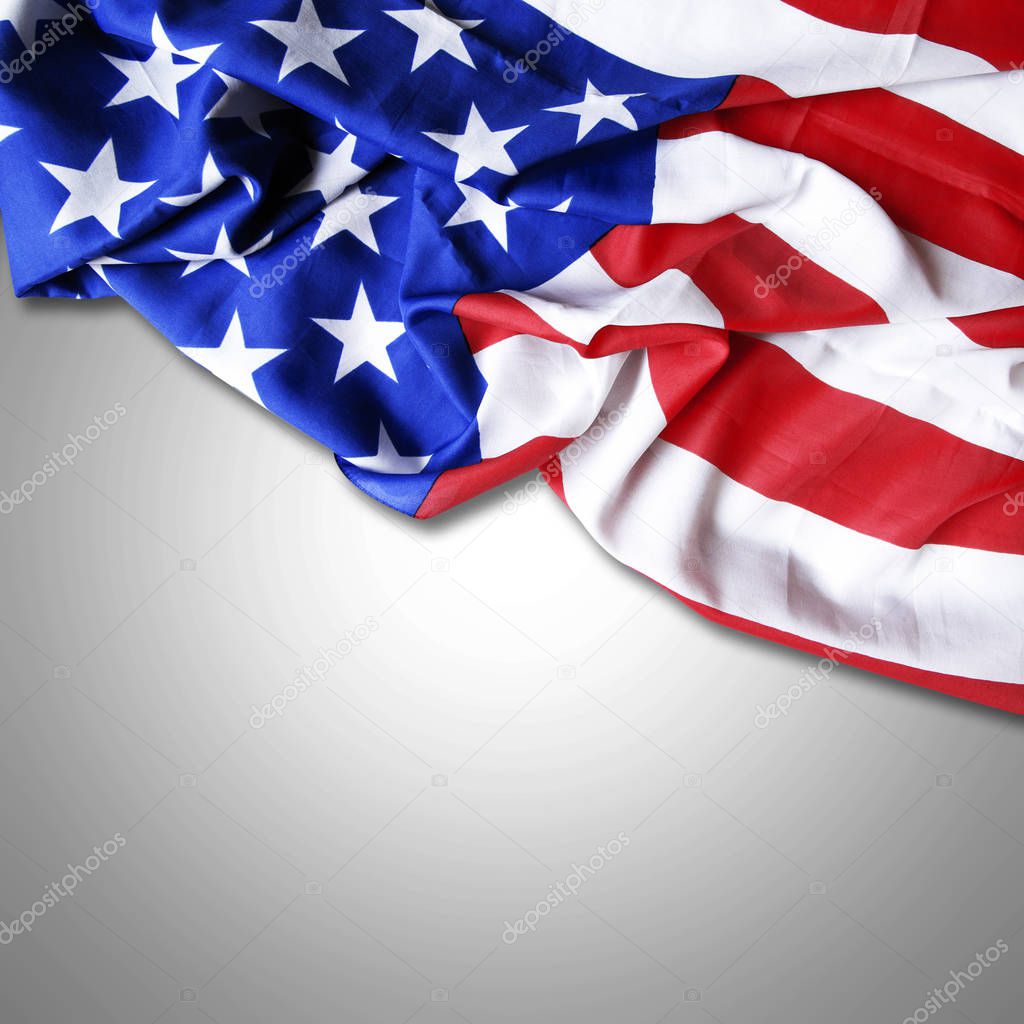 Flag of    USA  with copy space for your text on  white background - 3D illustration    