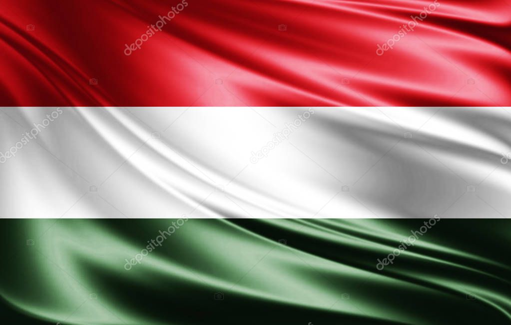 Flag of   Hungary   with copy space for your text  - 3D illustration    