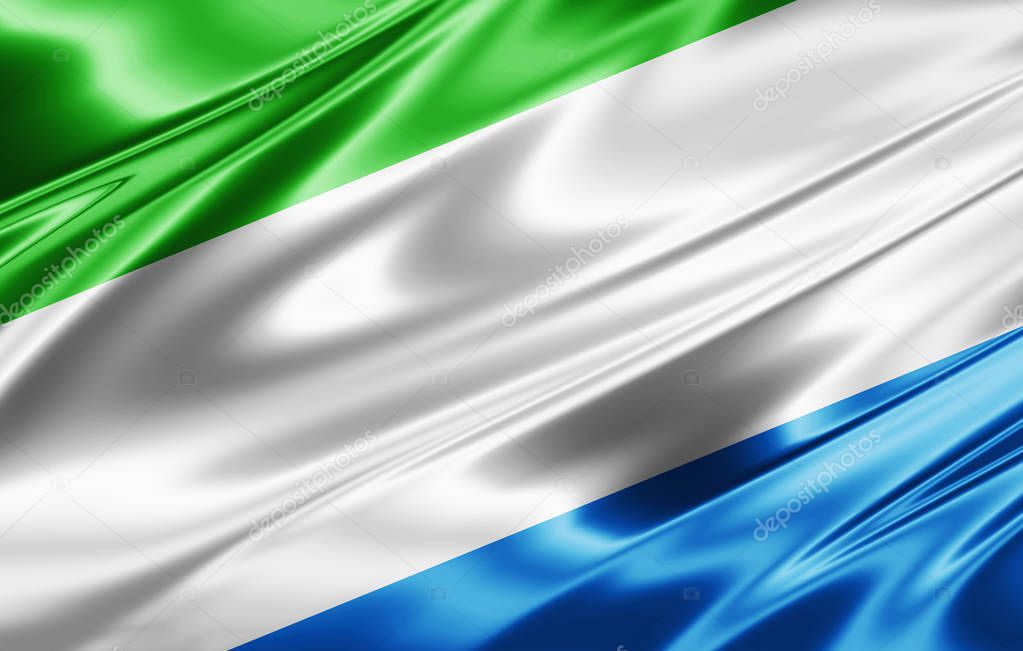 Flag of  Sierra Leone with copy space for your text  - 3D illustration    