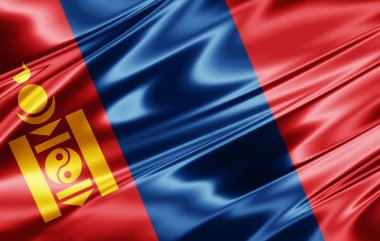 Kopya alanı için metin - 3d çizim ile Moğolistan bayrağı    