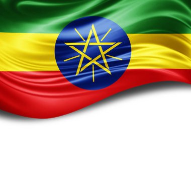 Etiyopya bayrağı kopya alanı metni üzerinde beyaz arka plan - 3d çizim ile    