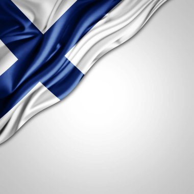 Finlandiya bayrağı ile kopya alanı metin - 3d çizim için    