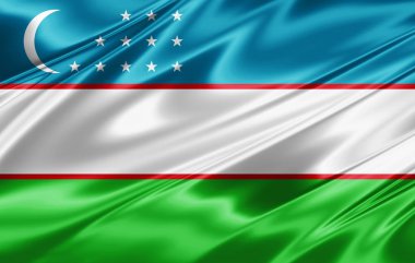 Özbekistan bayrağı ile kopya alanı metin - 3d çizim için    