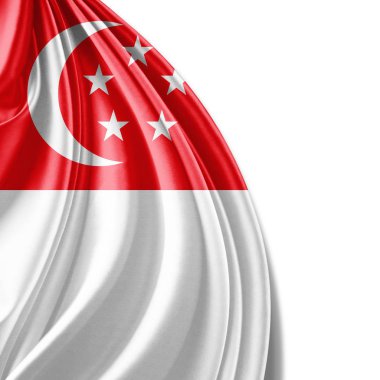 Beyaz arka plan - 3d çizim, metin kopyalama yeri olan Singapur bayrağı    