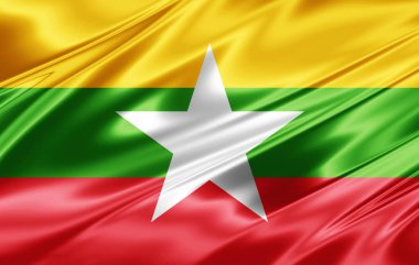 Burma bayrakla kopya alanı metin - 3d çizim için    