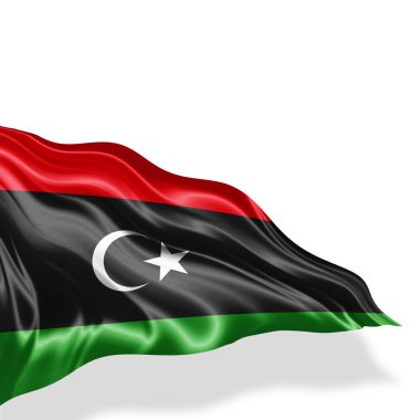 Beyaz arka plan - 3d çizim, metin kopyalama yeri olan Libya bayrağı    
