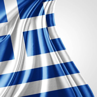 Beyaz arka plan - 3d çizim, metin kopyalama yeri olan Yunanistan bayrağı    