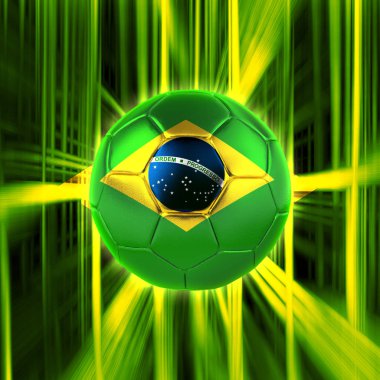 Kopya alanı metin veya resimler ile Brezilya bayrağı ve futbol topu