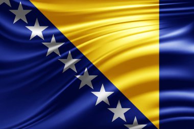 Bosna-Hersek bayrağı ile kopya alanı metin - 3d çizim için    