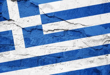  Eski duvar doku - 3d çizim üzerinde boyalı Yunanistan bayrağı