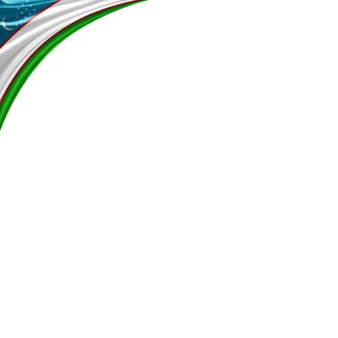 Özbekistan bayrağı kopya alanı metni üzerinde beyaz arka plan - 3d çizim ile   