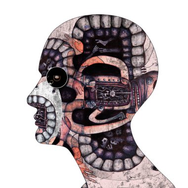  insan kafası, soyut - 3d resimde arka plan