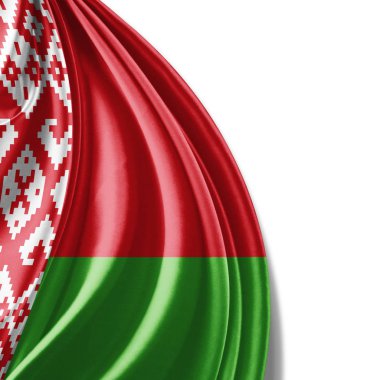 Beyaz arka plan - 3d çizim, metin kopyalama yeri olan Beyaz Rusya'nın bayrağı   