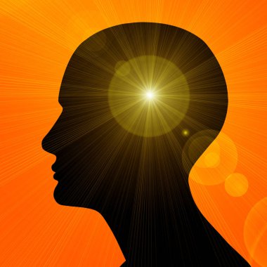 Dini. Güneş ile insan kafası. İllüstrasyon