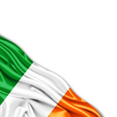 İrlanda bayrağı kopya alanı metni üzerinde beyaz arka plan - 3d çizim ile    