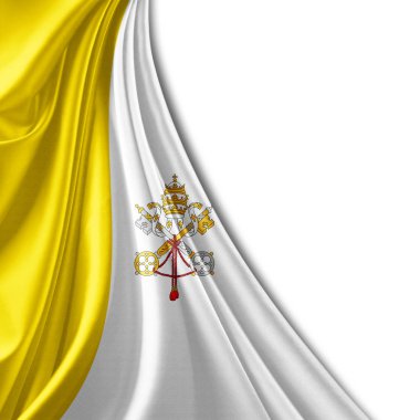 Vatikan bayrağı kopya alanı için metin veya resim ve beyaz arka plan - 3d çizim ile