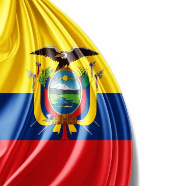 Ekvador bayrakla kopya alanı üzerinde beyaz arka plan - 3d çizim metni   