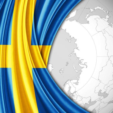 İsveç bayrağı ile kopya alanı metin - 3d çizim için    