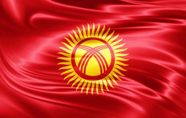 Kırgızistan bayrağı ile kopya alanı metin - 3d çizim için    