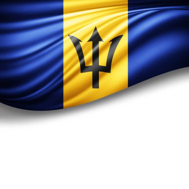 Barbados Bayrağı kopya alanı metni üzerinde beyaz arka plan - 3d çizim ile    
