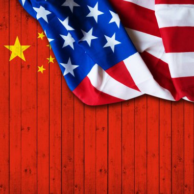 Çin bayrağı ve Abd bayrağı arka plan