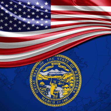 Nebraska bayrağı ve Abd bayrağı arka plan