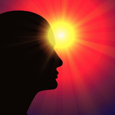 Religious concept. Human head with sun.  Illustration clipart