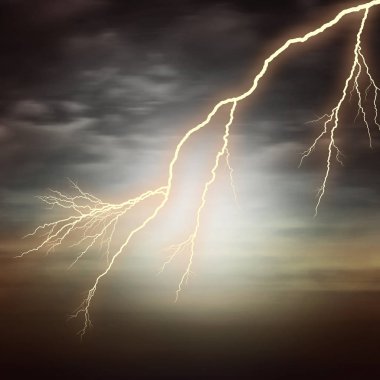 Yıldırım siluet gökyüzü arka plan üzerinde 