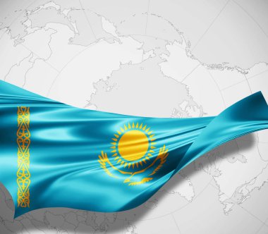 Kazakistan bayrağı ile kopya alanı metin - 3d çizim için    