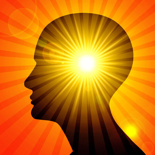 Religious. Human head with sun. Illustration