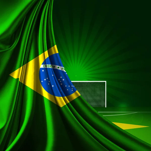 Brazilië Vlag Van Zijde Met Copyspace Voor Tekst Afbeeldingen — Stockfoto