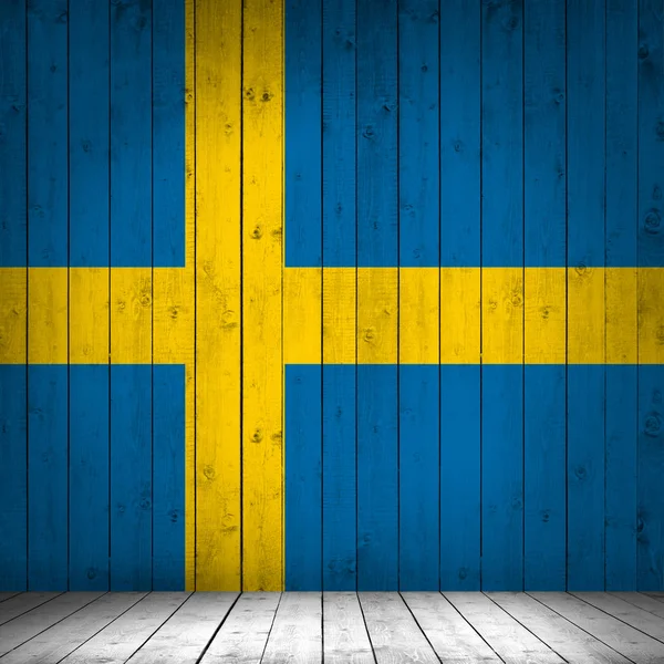 Sweden Flag Wooden Background Illustration — Stock Photo, Image