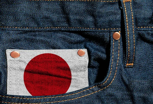 Флаг Японии Фоне Джинсов Иллюстрация — стоковое фото