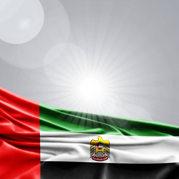 Flag of united arab emirates with copy space for your text  - 3D illustration    