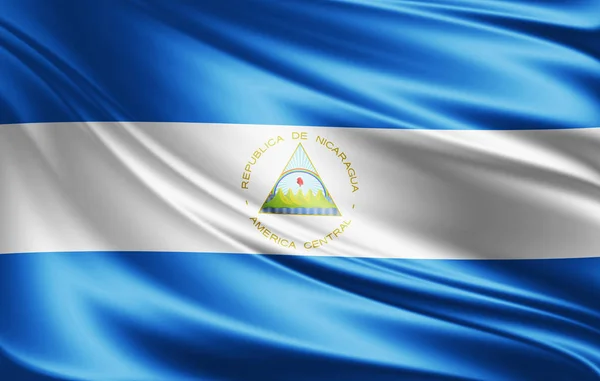 Vlag Van Nicaragua Met Kopie Ruimte Voor Tekst Illustratie — Stockfoto