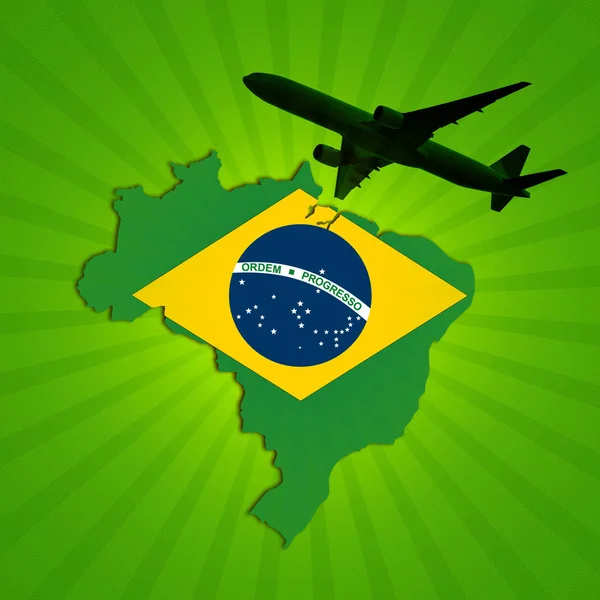 Avión Brasil Bandera Mapa Contexto — Foto de Stock