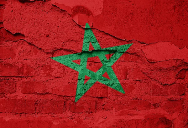 Marokko Vlag Geschilderd Oude Muur Texture Illustratie — Stockfoto