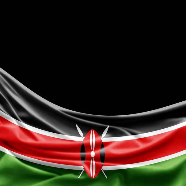 肯尼亚国旗与复制空间为您的文本 — 图库照片