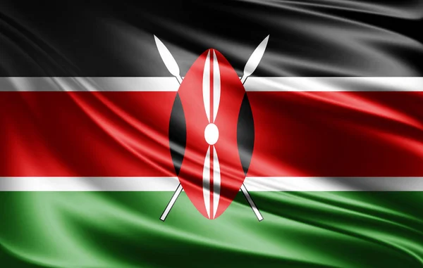 肯尼亚国旗与复制空间为您的文本 — 图库照片